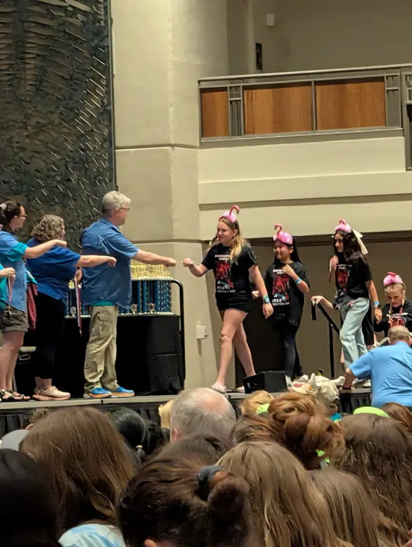 Team on stage at state competition